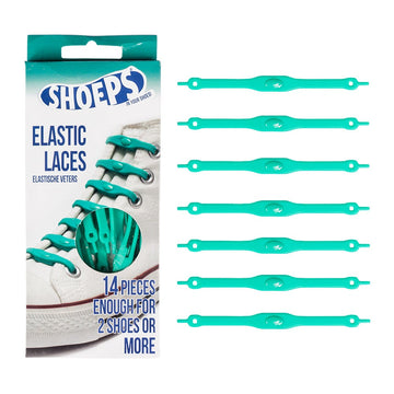 Aqua Green Silicone Elastic Shoelaces - No More Untied Shoes